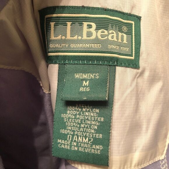 LL Bean Sz M Womens Off White Quilted Zip Insulated Winter Puffer Jacket Coat - Picture 6 of 10